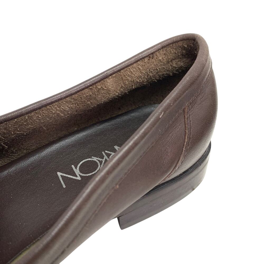 MARKON Womens Square Toe Brown Leather Loafers Flats ALPHA Slip On Shoes sz 10 - Picture 9 of 16